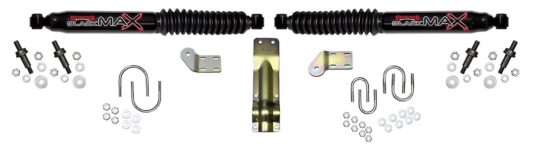 8270 – SKYJACKER Steering Stabilizer, Dual Black Body With Brackets Set Of 2